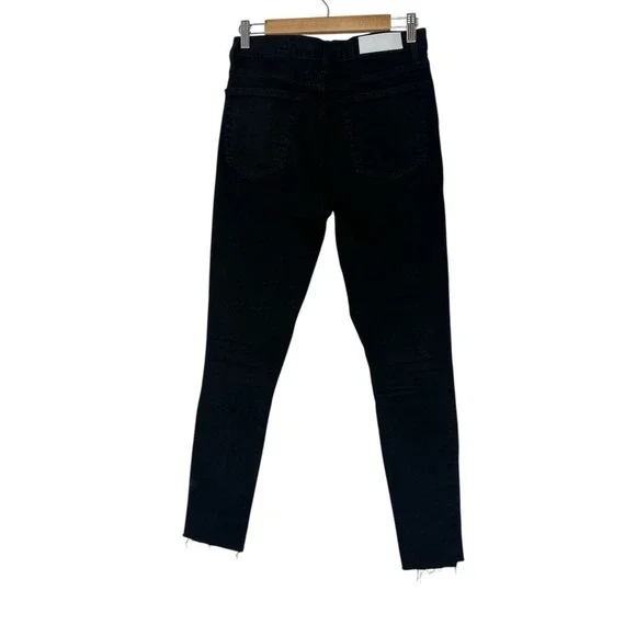 RE/DONE Jeans Womens 28 Black Originals High Rise Ankle Crop Button Fly Grunge - Picture 2 of 9